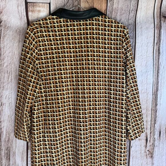 J.McLaughlin Falcon Bainbridge Woven Midi Dress XL Geometric Print Vegan Leather - Picture 6 of 9